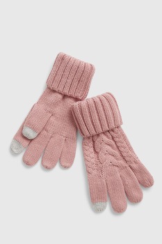 GAP, Manusi cu model torsade compatibile cu ecrane tactile, Roz prafuit GAP, Manusi cu model torsade compatibile cu ecrane tactile, Roz prafuit