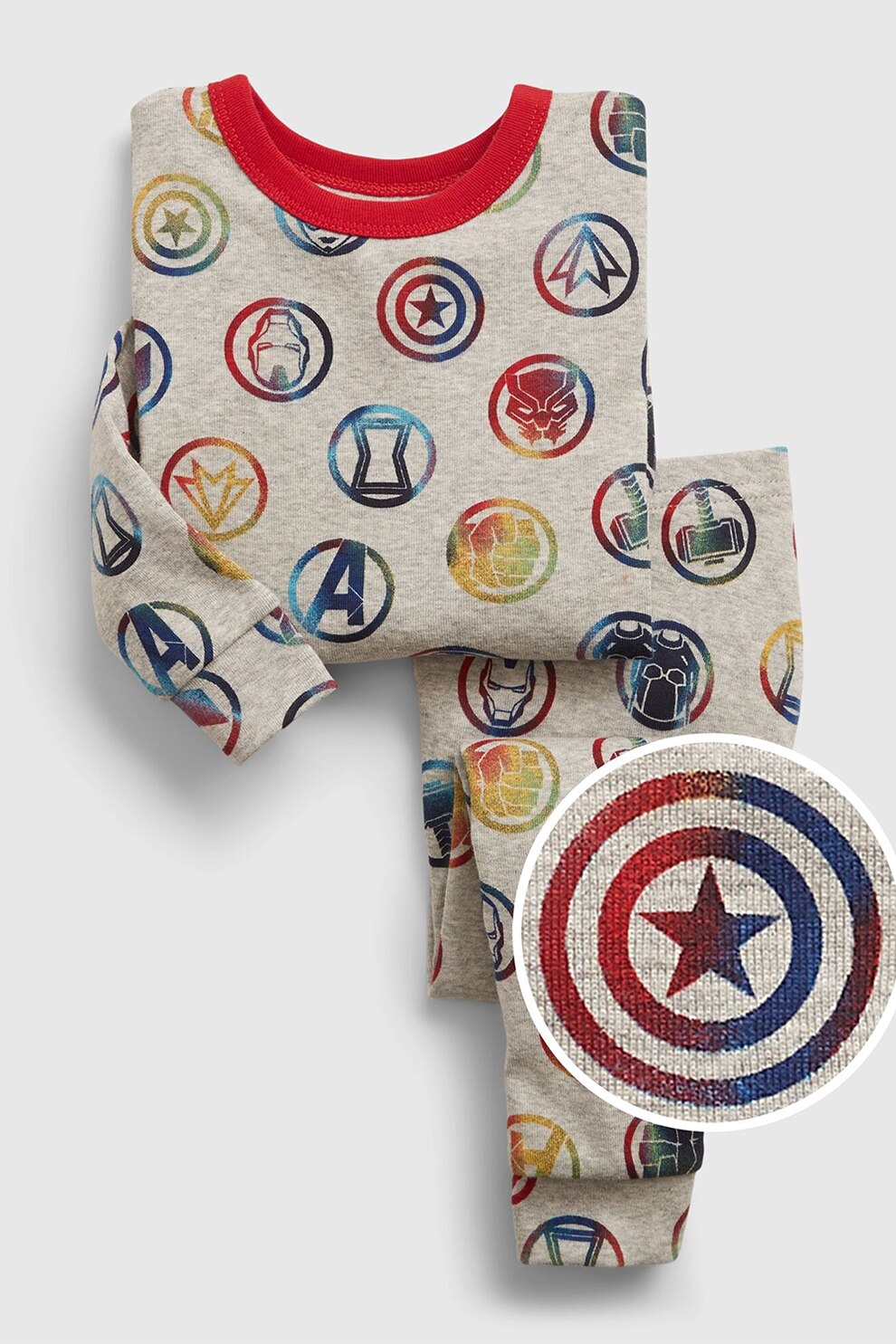 GAP, Pijama de bumbac organic cu imprimeu Marvel, Multicolora