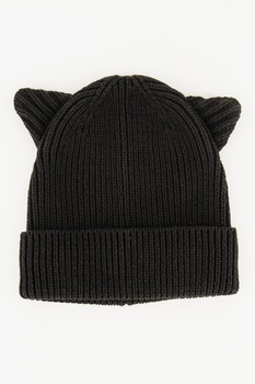 GAP, Caciula din amestec de bumbac organic cu model cu urechi de pisica, Negru GAP, Caciula din amestec de bumbac organic cu model cu urechi de pisica, Negru