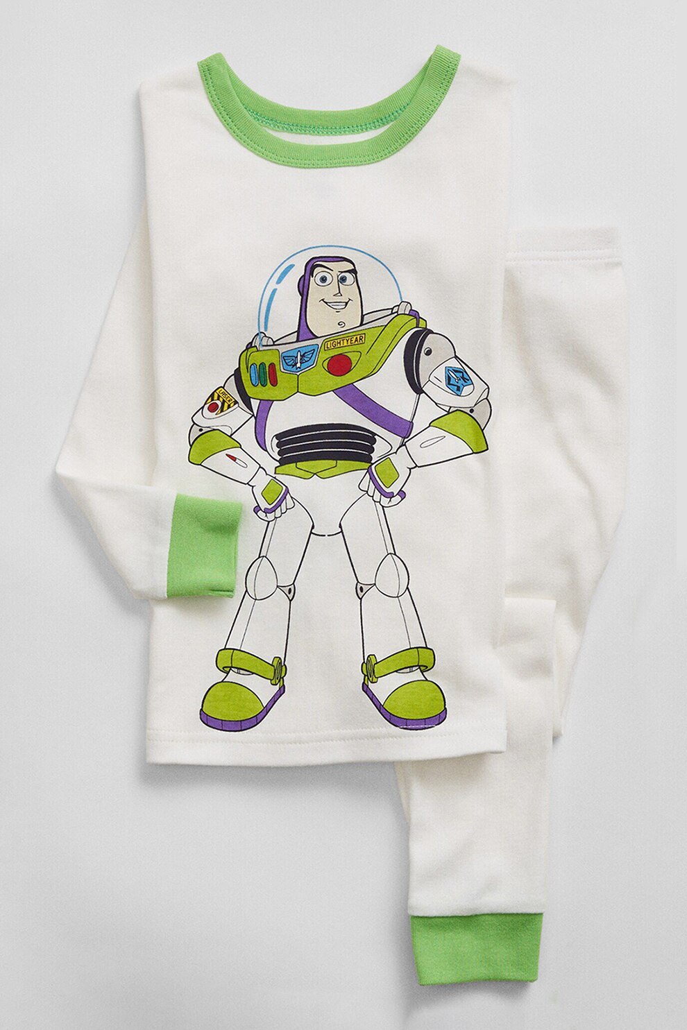 GAP, Set de bluza de bumbac organic si pataloni cu imprimeu grafic, Alb/Gri