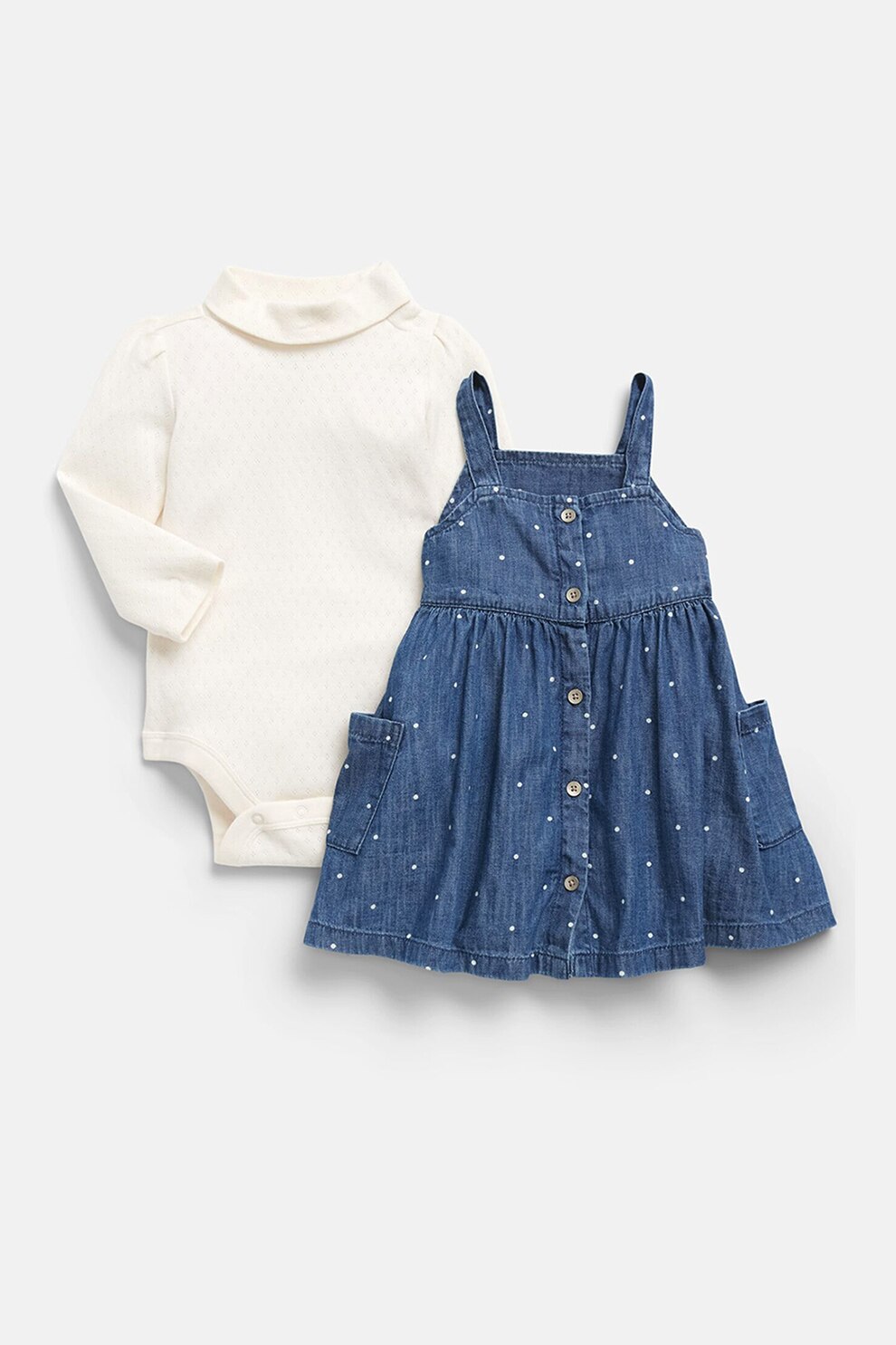 GAP, Set de imbracaminte de bumbac - 2 piese, Alb/Albastru inchis