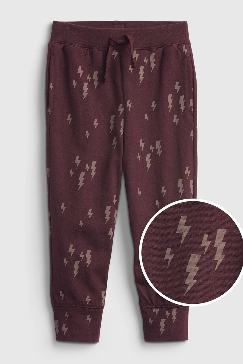 GAP, Pantaloni sport de bumbac organic cu model grafic, violet pruna, maro taupe