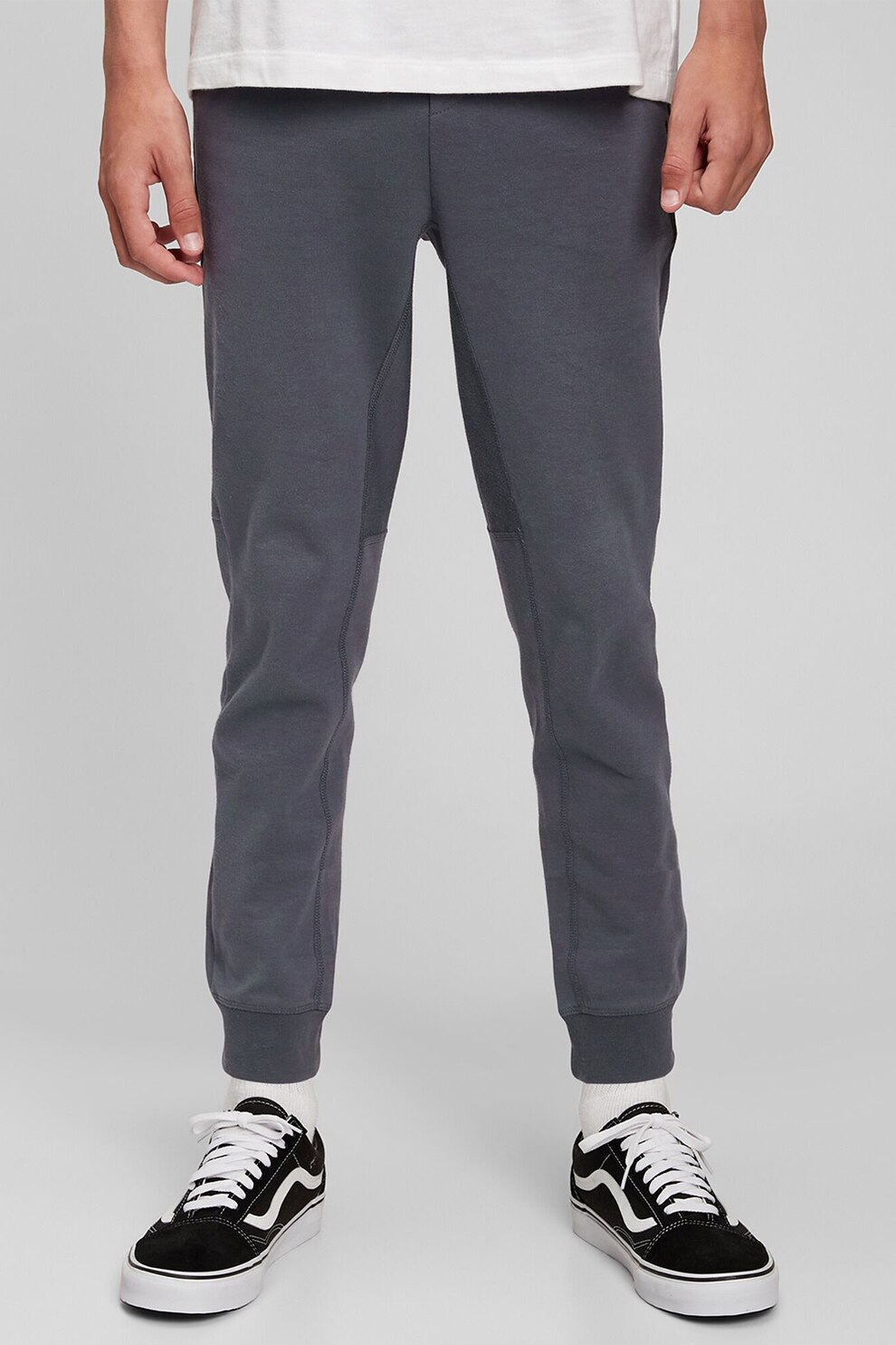 GAP, Pantaloni sport cu snur, Gri inchis