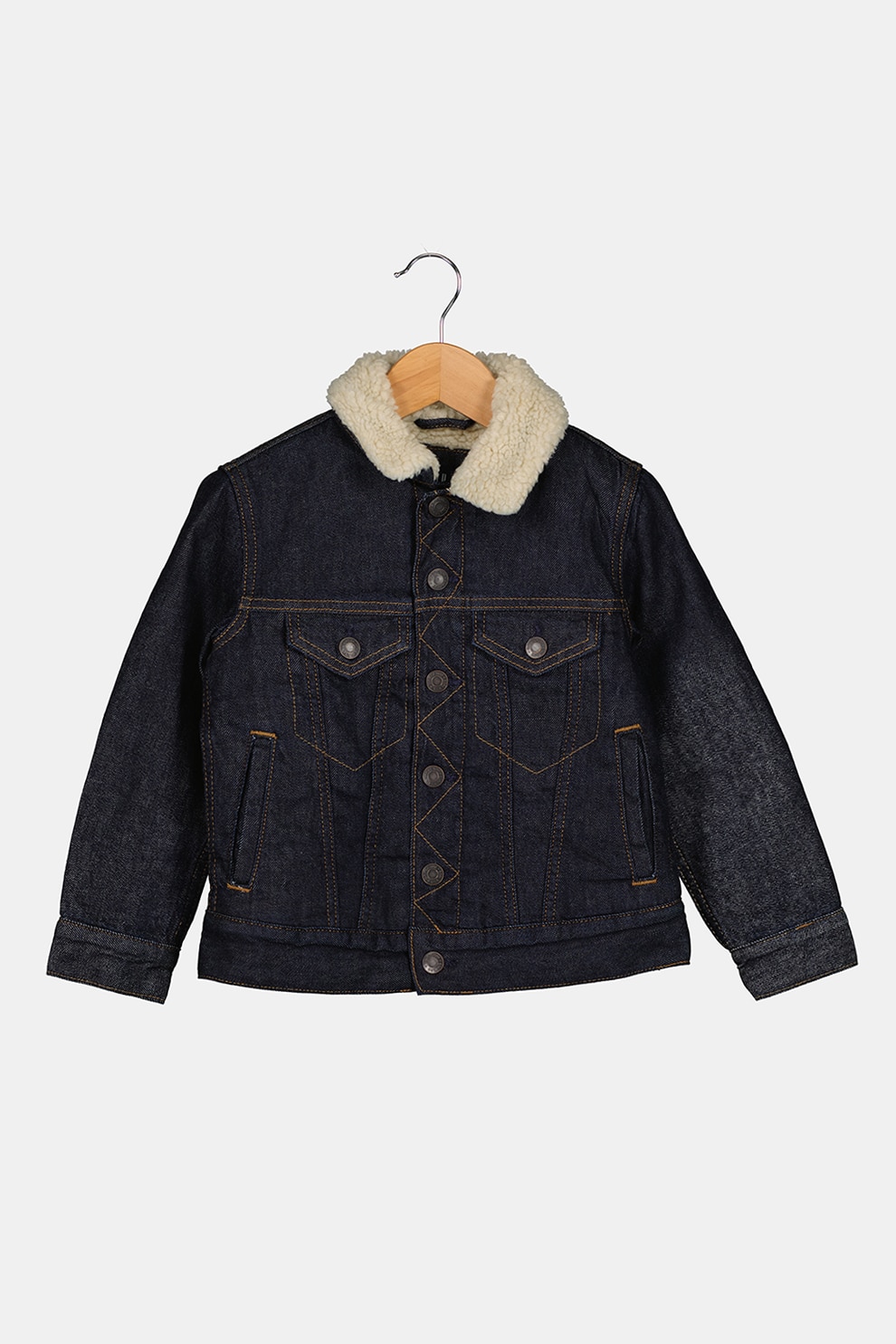 GAP, Jacheta din denim cu buzunare cu clapa, Bleumarin inchis