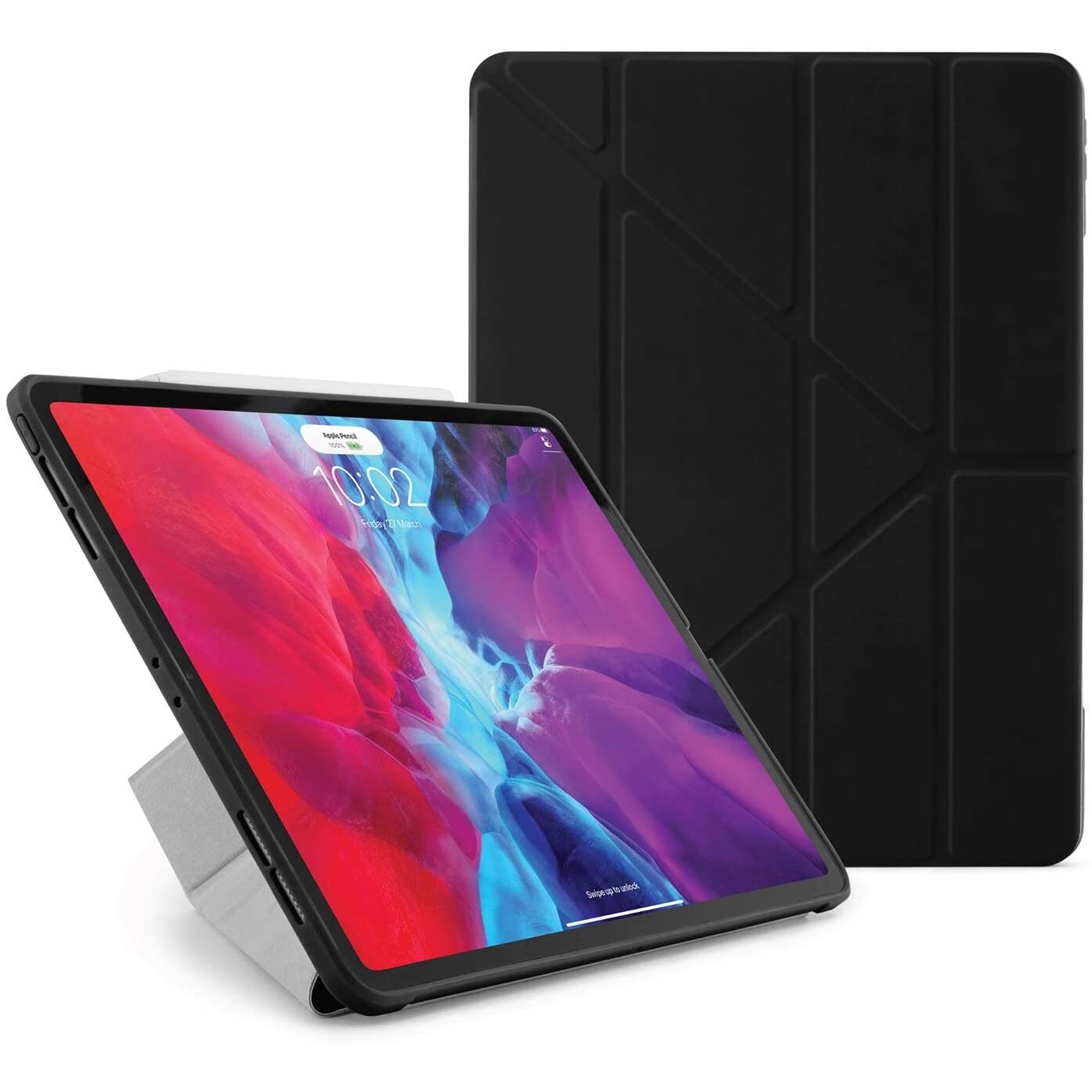 Husa Pipetto Origami, Compatibil cu Apple iPad Pro 12.9 (2020/2018), Negru