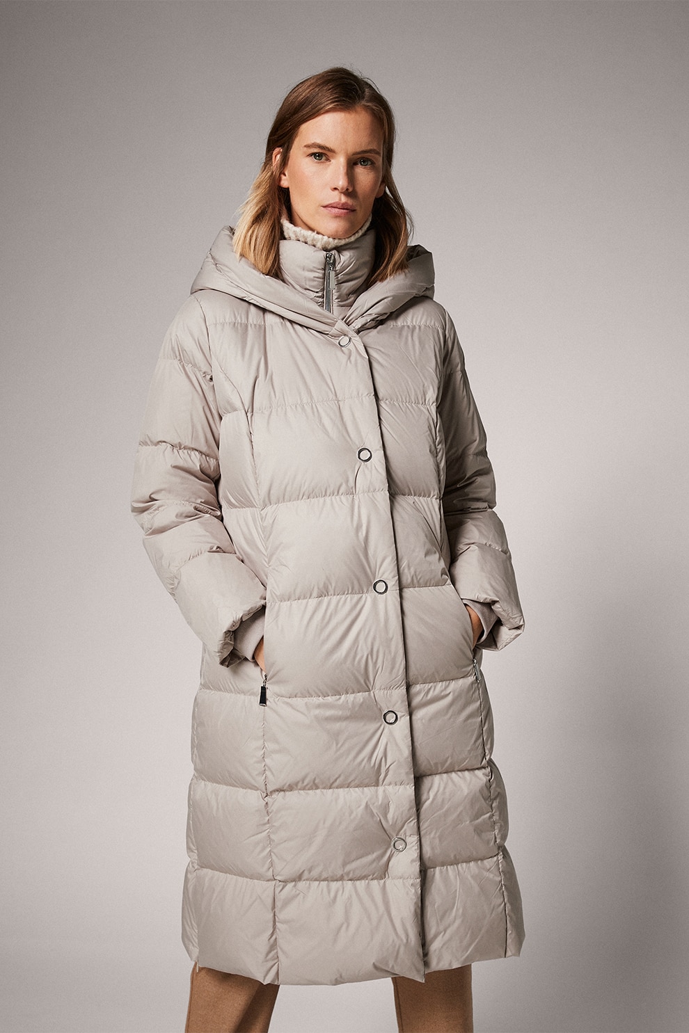 comma,, Geaca lunga matlasata cu gluga, Cafeniu