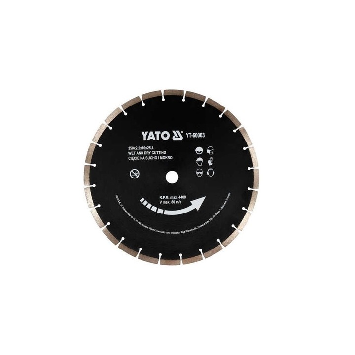 Диамантен диск за бетон 350x25.4MM, YT-60003