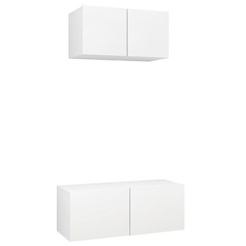 Set dulap TV vidaXL, PAL, 60/80 x 30 x 30 cm, Alb Set dulap TV vidaXL, PAL, 60/80 x 30 x 30 cm, Alb