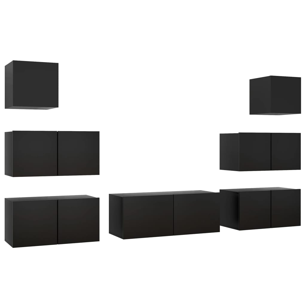 Set dulap TV vidaXL, PAL, 80 x 30 x 30 cm, Negru