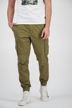 GAP, Pantaloni cargo cu snur in talie, Verde militar GAP, Pantaloni cargo cu snur in talie, Verde militar
