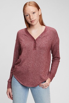 GAP, Bluza Henley cu decolteu in V, Visiniu GAP, Bluza Henley cu decolteu in V, Visiniu