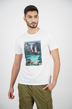 GAP, Tricou cu imprimeu foto, Alb/Gri/Verde GAP, Tricou cu imprimeu foto, Alb/Gri/Verde