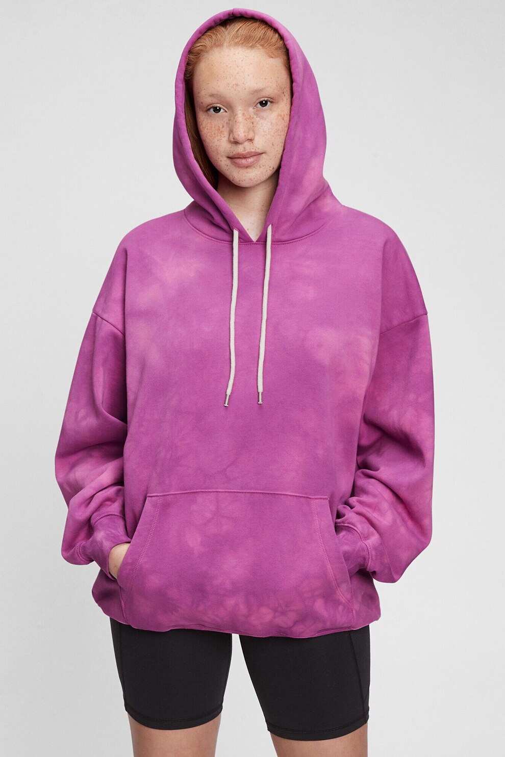 GAP, Hanorac supradimensionat cu model tie-dye, Roz fandango