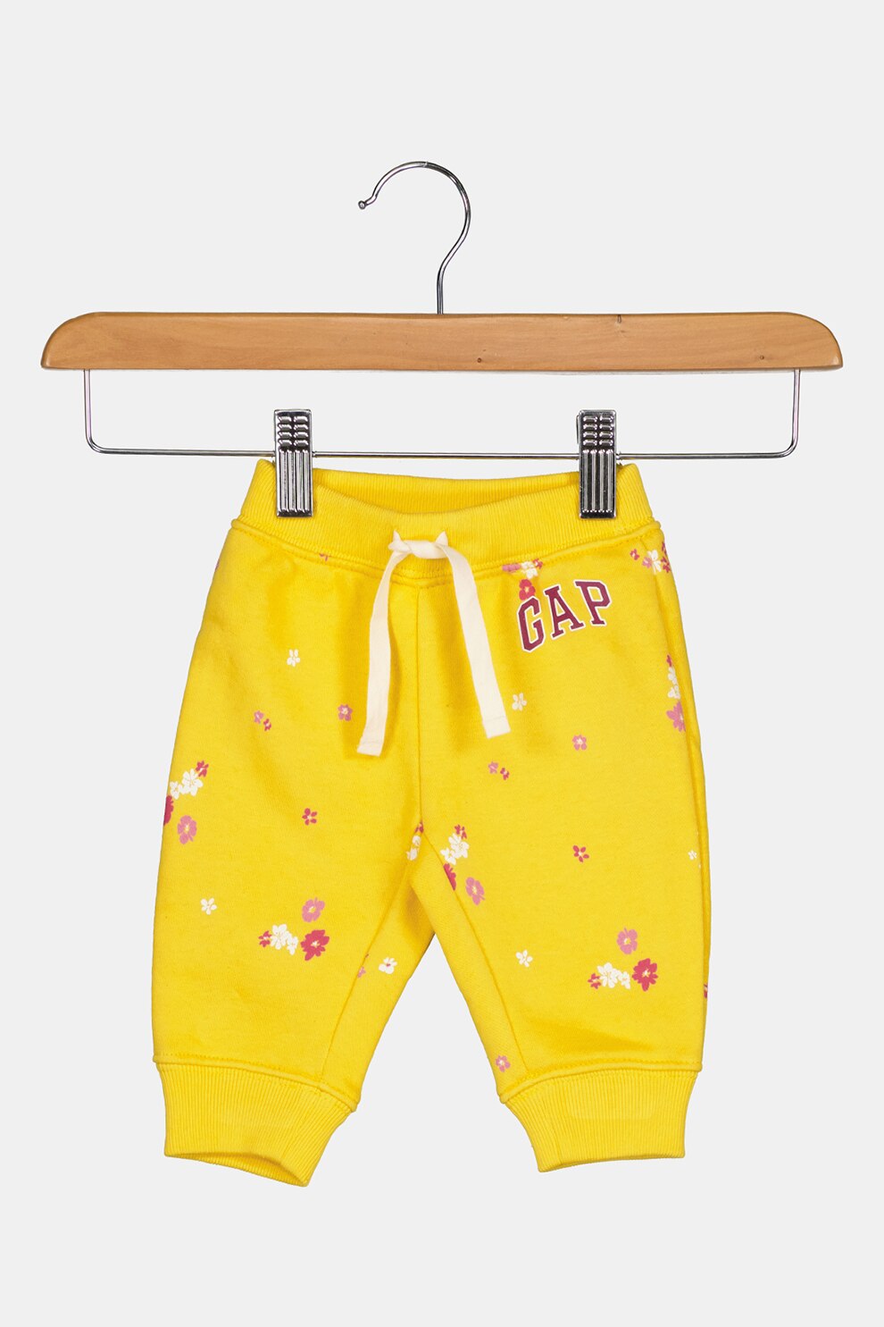 GAP, Pantaloni sport cu snur si model, Galben/Roz/Alb