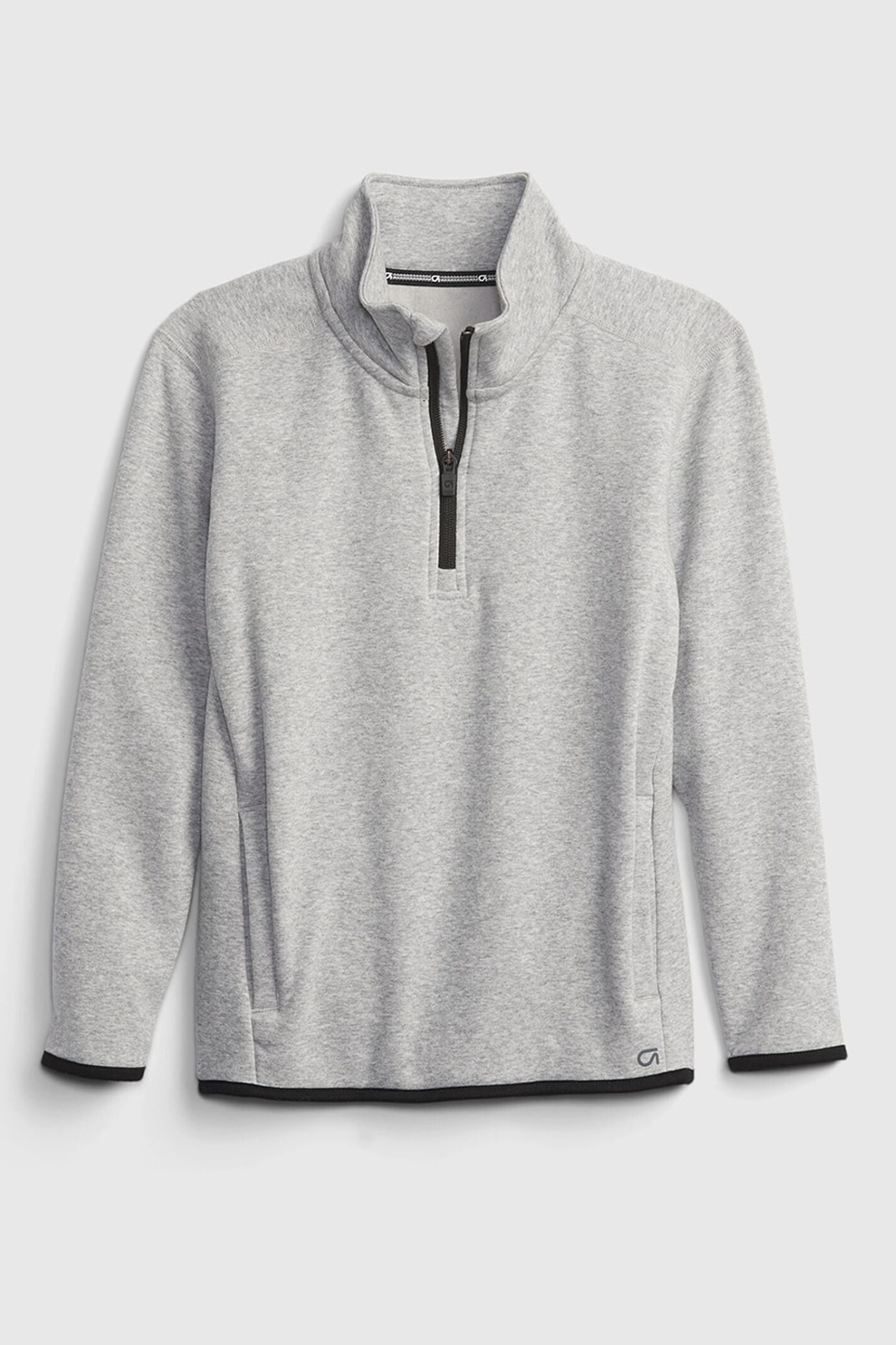 GAP, Bluza sport cu captuseala de fleece si fenta cu fermoar, Gri deschis