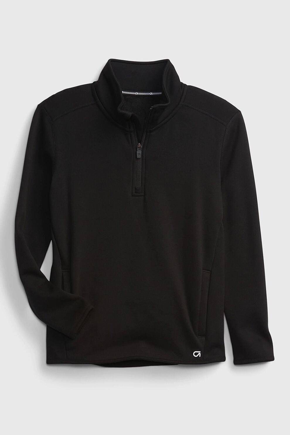 GAP, Bluza sport cu captuseala de fleece si fenta cu fermoar, Negru