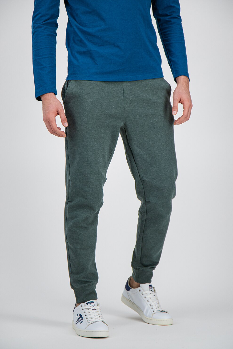 GAP, Pantaloni sport cu talie ajustabila, Verde melange