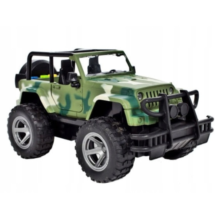 Masina Off Road Jeep Wrangler Interactiva cu Design Modern, Efecte luminoase si Sonore, 24 x 11 x 13 cm