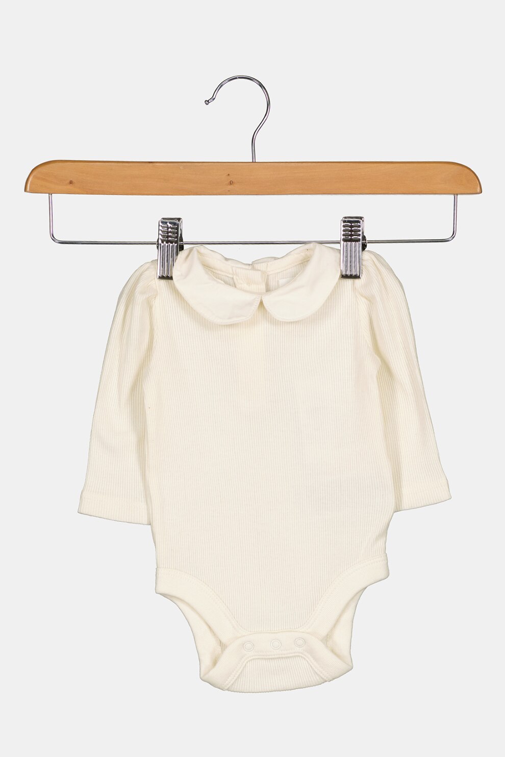 GAP, Body de bumbac organic cu guler Peter Pan, Alb prafuit