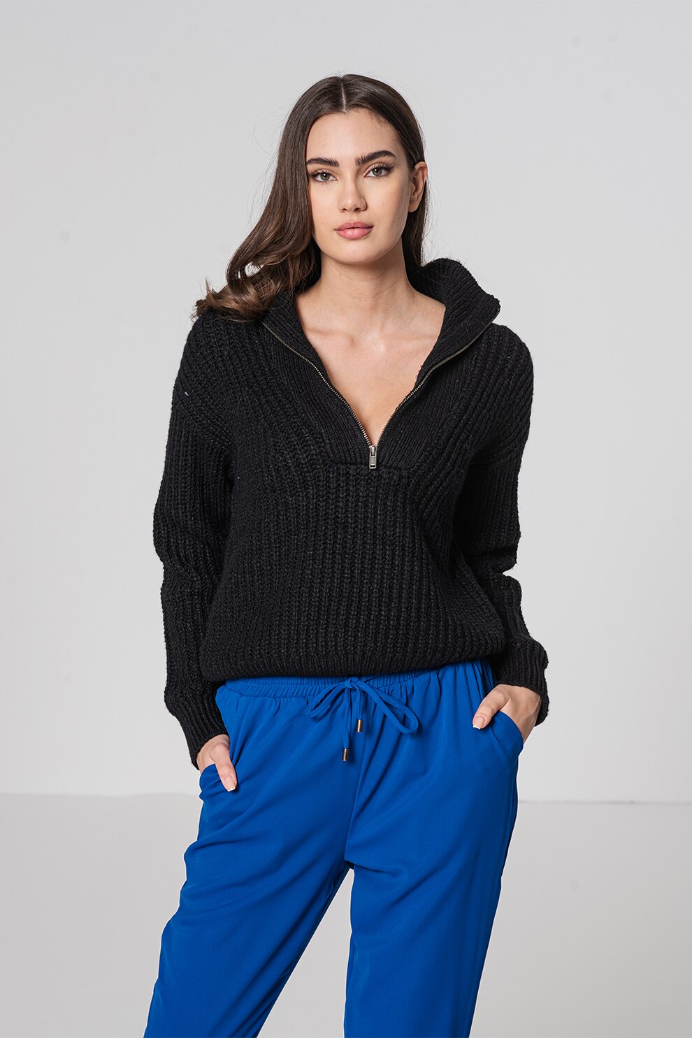 GAP, Pulover cu fenta cu fermoar, Negru