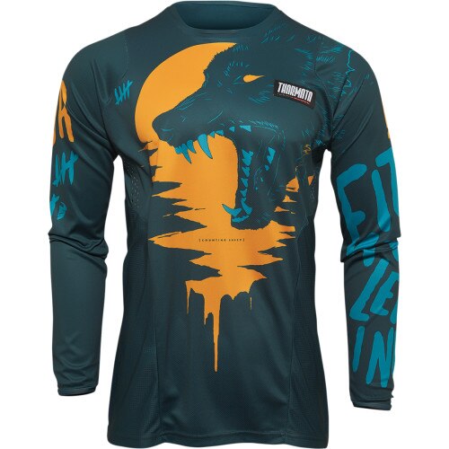 Tricou atv/cross copii Thor Pulse Counting Sheep, culoare turcoaz/portocaliu, marime M