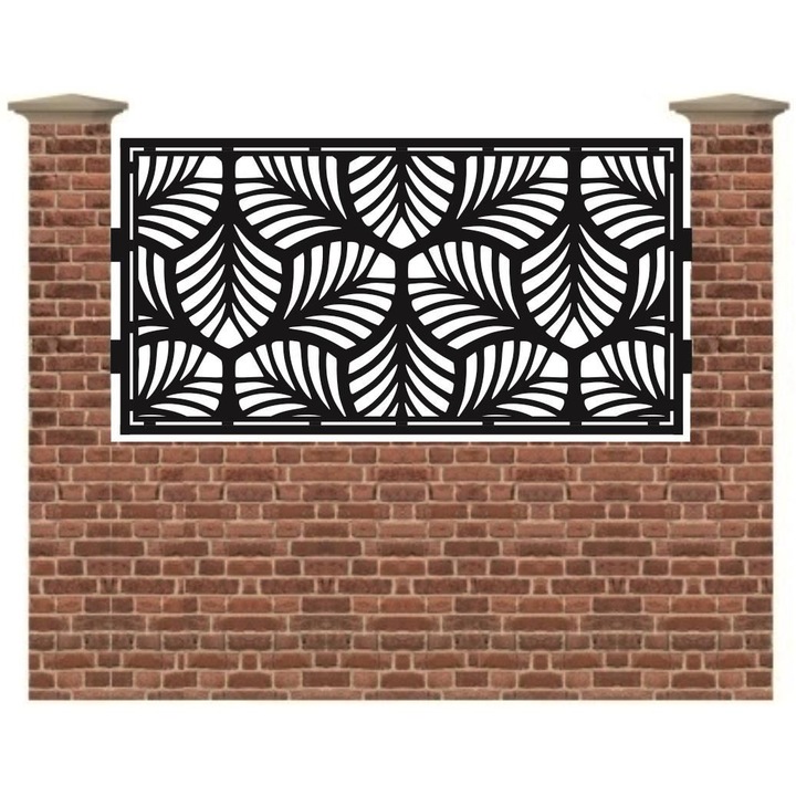 Panou de gard mic din tabla debitata cu plasma LEAF 990x1940 mm