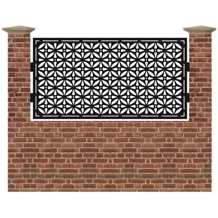 Panou de gard mic din tabla debitata cu plasma FLOWER 990x1940 mm