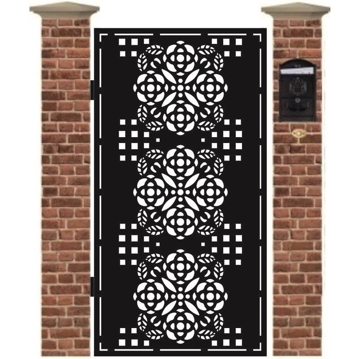 Poarta pietonala din tabla debitata cu plasma BOUQUET 1940 x 990 mm