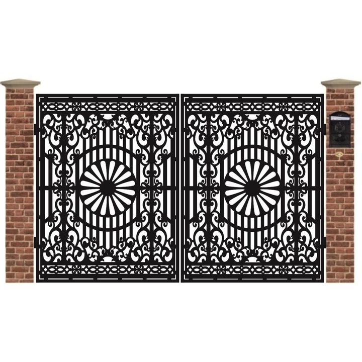 Poarta acces auto mica din tabla debitata cu plasma NOBLE 3000x1940 mm