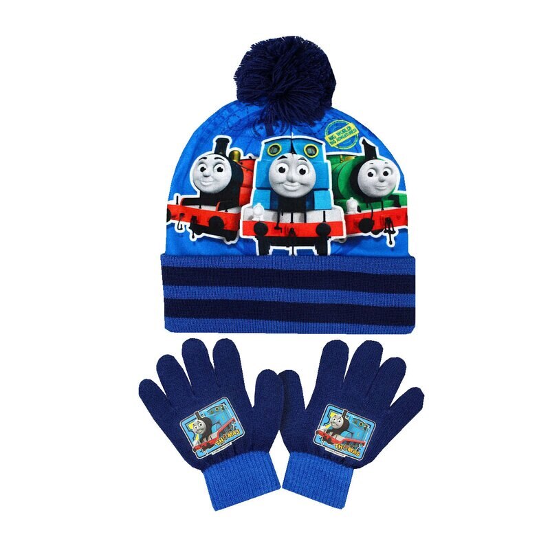 Set caciula si manusi, acril, Thomas, bluemarin 54 cm