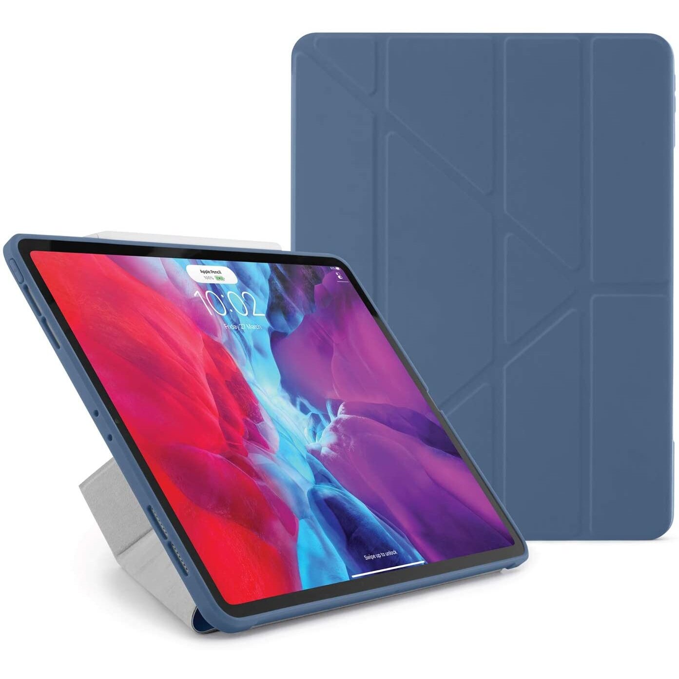 Husa Pipetto Origami, Compatibil cu iPad Pro 12.9 (2020/2018), Albastru
