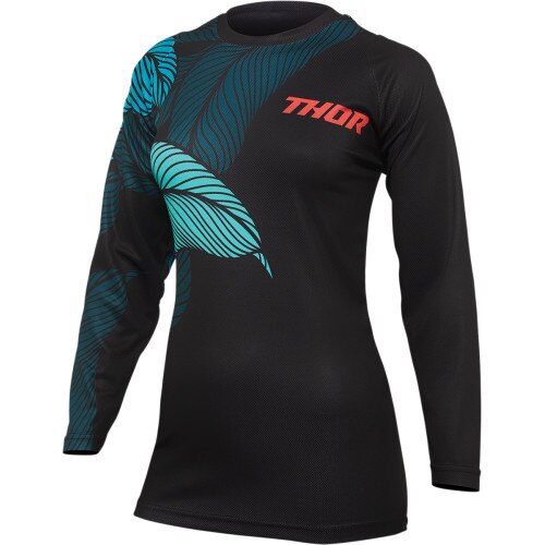 Tricou atv/cross dama Thor Pulse Racewear Urth, culoare negru/turcoaz, marime L