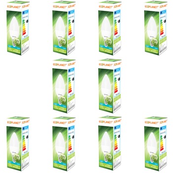 Set 10 buc - Bec LED Ecoplanet lumanare C35, E14, 5W (40W), 450 LM, F, lumina rece 6500K, Mat Set 10 buc - Bec LED Ecoplanet lumanare C35, E14, 5W (40W), 450 LM, F, lumina rece 6500K, Mat