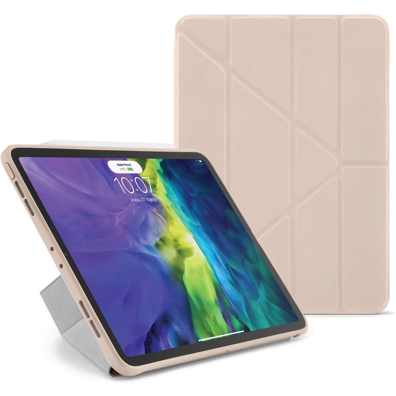 Husa Pipetto Origami, Compatibil cu iPad Pro 11 (2020/2018), Roz deschis