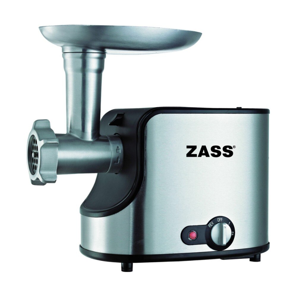 Masina de tocat carne, electrica, functie Reverse, buton On/Off, 1.4 kg/min, 1600 W, 3 discuri inox, gri si negru