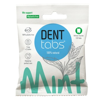 Pasta de dinti sub forma de tablete, fara fluor, adulti, DENTTABS, vegan Pasta de dinti sub forma de tablete, fara fluor, adulti, DENTTABS, vegan