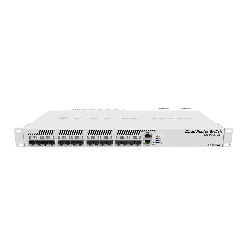 Switch Mikrotik, Cloud Router CRS317-1G-16S+RM, 16x porturi SFP+, 1x port RJ45, carcasa 1U rackmount, Surse Redundante, Dual boot (RouterOS sau SwitchOS)