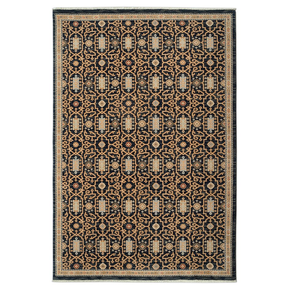 Covor lana 100% Antique 7680-1-53511, 60 x 85 cm, negru/bej/maro, clasic