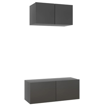 Set dulap TV vidaXL, PAL, 60/80 x 30 x 30 cm, Gri Set dulap TV vidaXL, PAL, 60/80 x 30 x 30 cm, Gri
