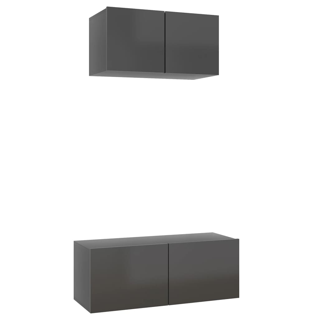 Set- dulap TV vidaXL, PAL, 60/80 x 30 x 30 cm, Gri