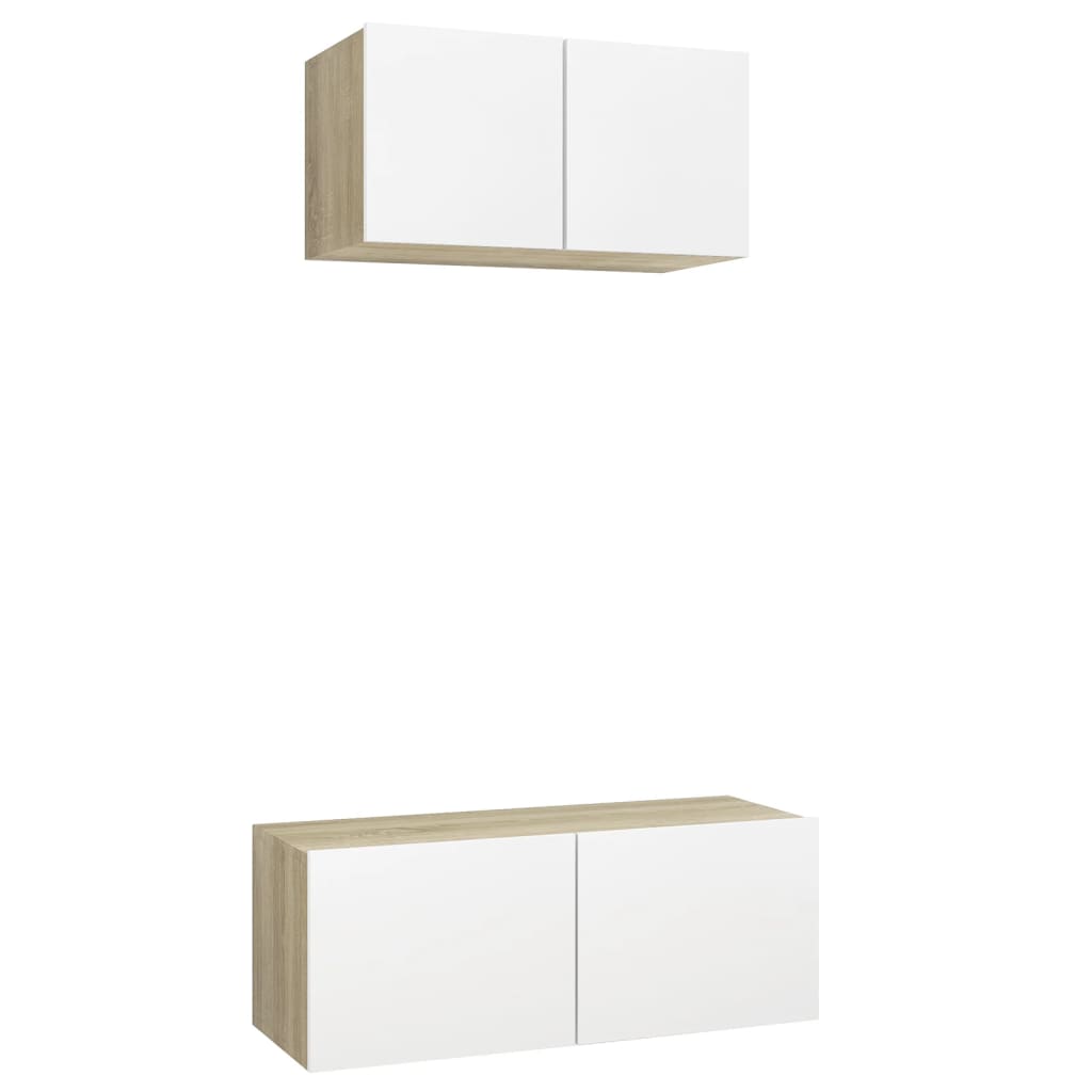 Set dulap TV vidaXL, PAL, 60/80 x 30 x 30 cm, Bej