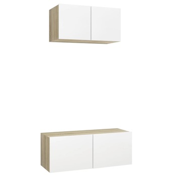 Set dulap TV vidaXL, PAL, 60/80 x 30 x 30 cm, Bej Set dulap TV vidaXL, PAL, 60/80 x 30 x 30 cm, Bej