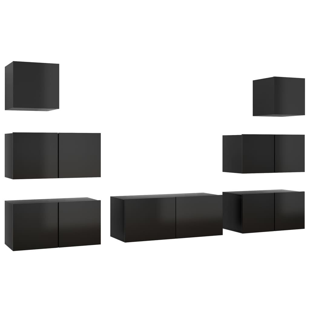 Set dulap TV vidaXL, -PAL, 80 x 30 x 30 cm, Negru