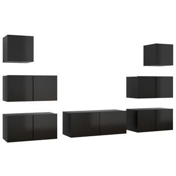 Set dulap TV vidaXL, -PAL, 80 x 30 x 30 cm, Negru Set dulap TV vidaXL, -PAL, 80 x 30 x 30 cm, Negru