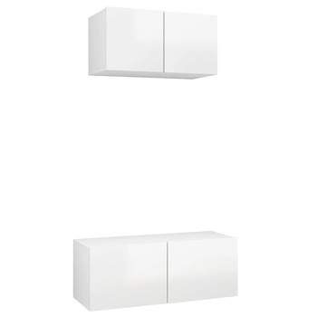 Set dulap TV vidaXL, PAL, -60/80 x 30 x 30 cm, Alb Set dulap TV vidaXL, PAL, -60/80 x 30 x 30 cm, Alb