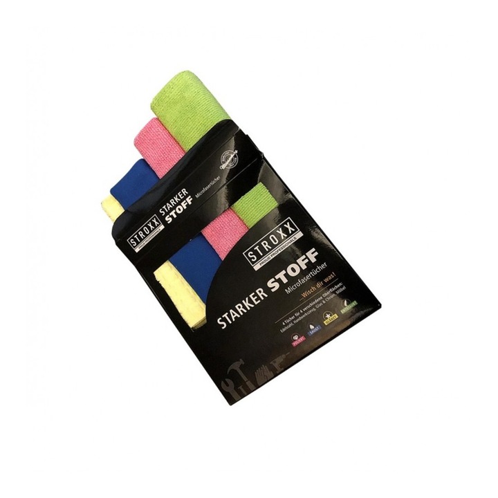 Lavete pentru curatare, STROXX, din microfibre, culori diferite, 4 bucati pe set
