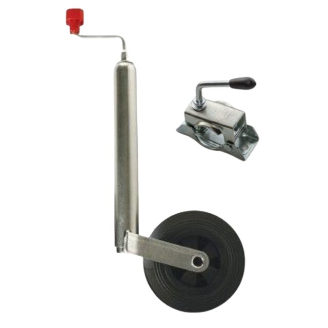 Roata de manevra / sprijin si clema de prindere, pentru remorci auto de 750 Kg