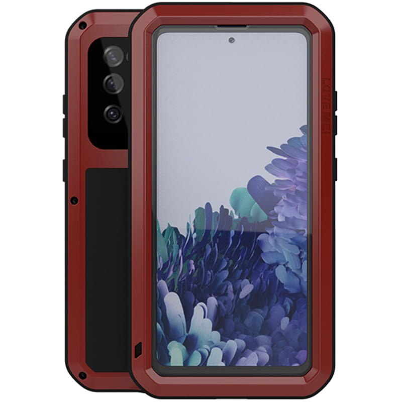 Husa si sticla Love Mei, Compatibila cu Galaxy S20 FE, Rosu