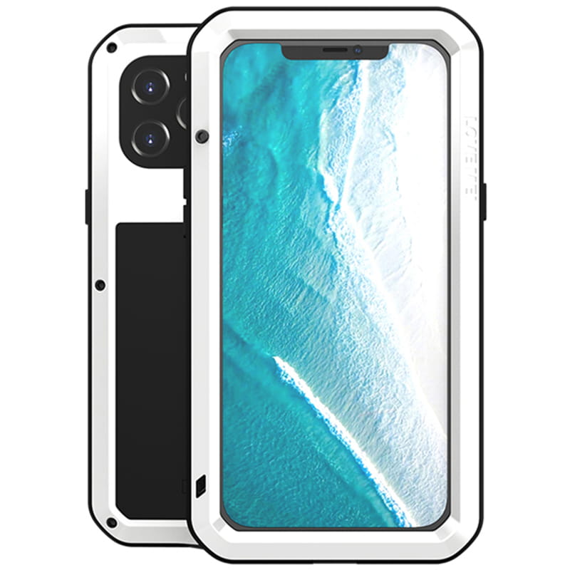 Husa si sticla Love Mei, Compatibila cu iPhone 12 Pro Max, Alb