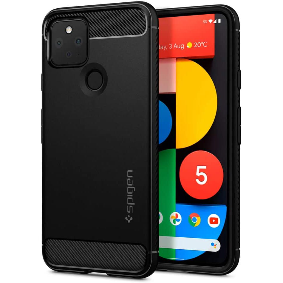 Husa Spigen Rugged Armor, Compatibila cu Google Pixel 5, Negru
